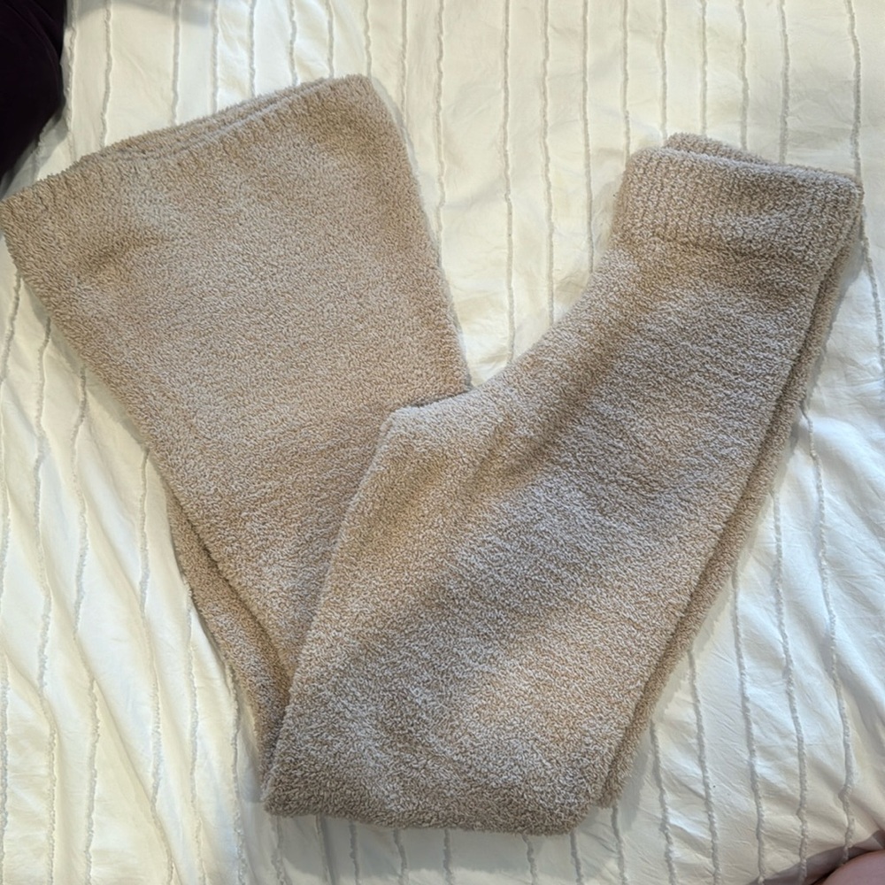 Fuzzy cream colored wide leg pants